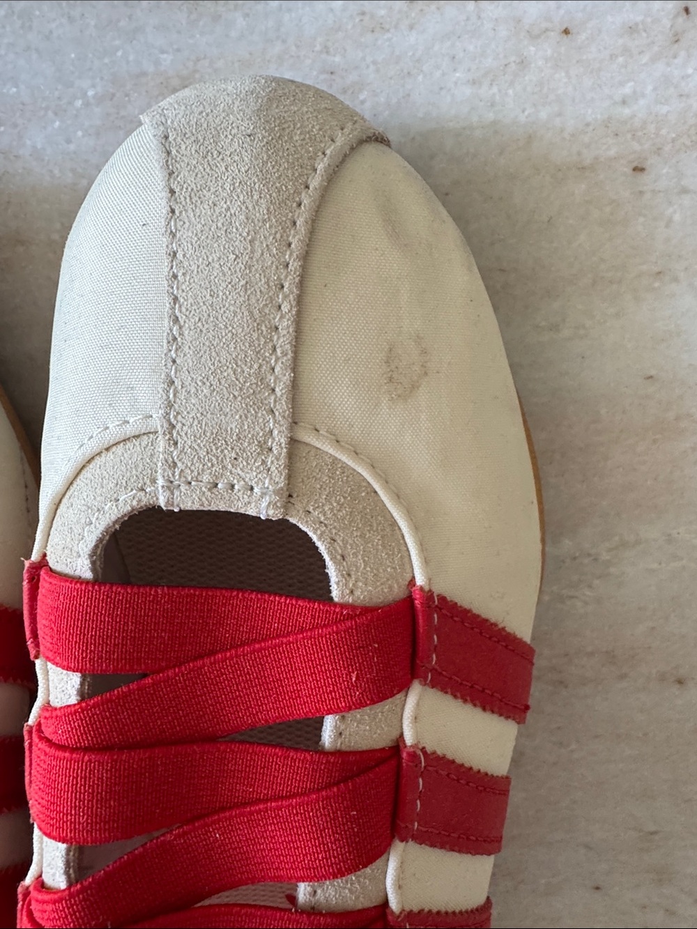 Adidas Tokyo Mary Jane Sneakers Cream White/Red/Gold Met - Picture 2 of 5